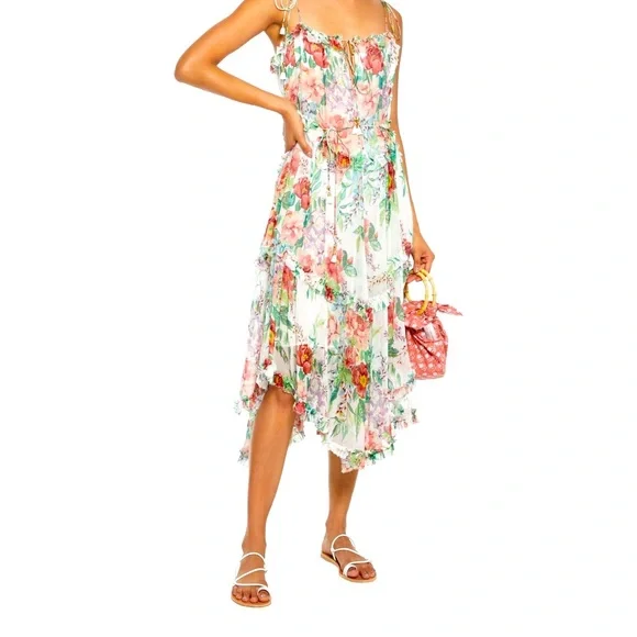 zimmermann flowy dress Zimmermann Soft Flowy Mini Dress With Puffed Sleeves